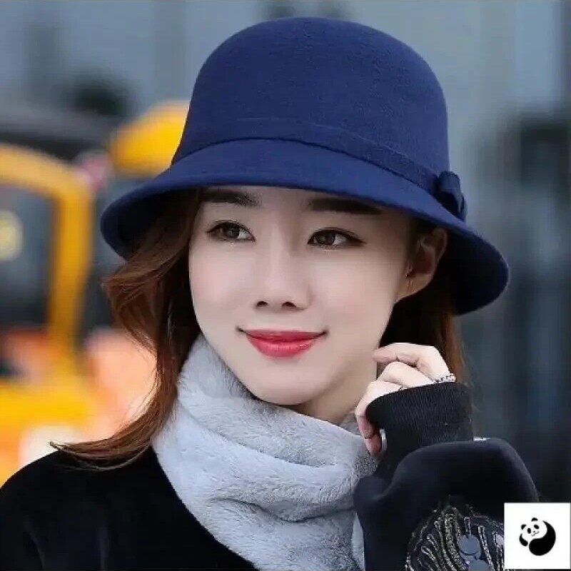 春季2025新款帽子女显脸小洋气毛呢礼帽秋冬季气质女款时髦渔夫帽