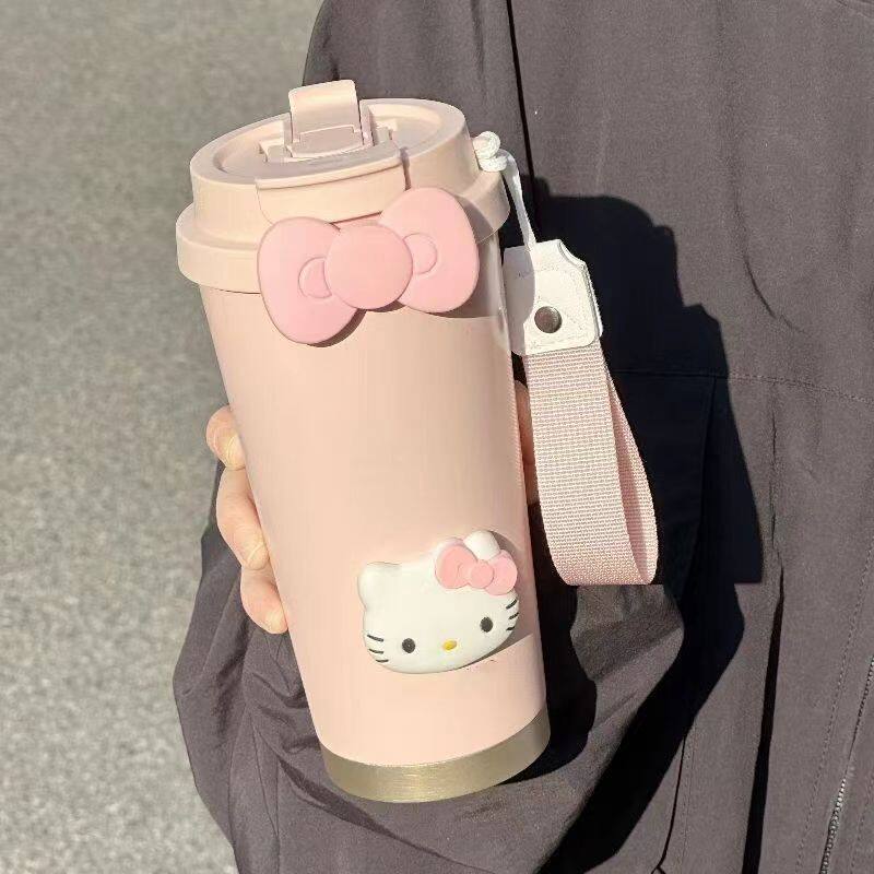 线条猫咪大容量保温水杯