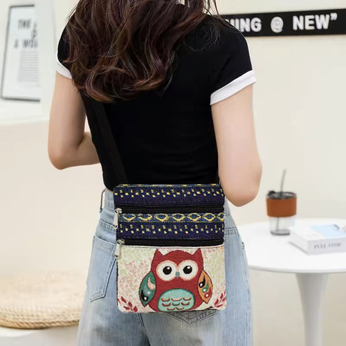 民族风休闲手提包双拉链轻便跨包