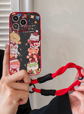 新年2024适用苹果iphone15promax手机壳13龙14pro小羊皮11红色xsmax挂绳mate60Pro本命30P40女款50防摔xr软套