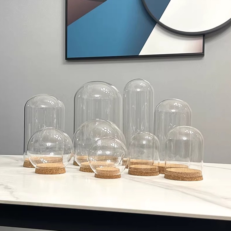 软木塞玻璃罩展示盒创意防尘罩DIY摆件干花玻璃罩石膏手模工艺品