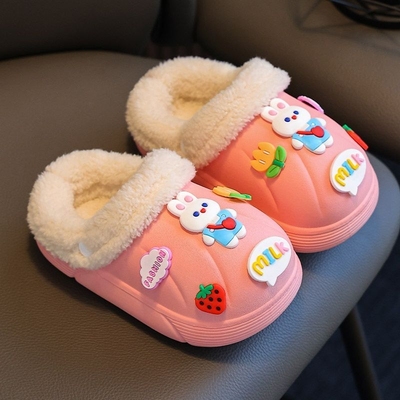 可爱儿童拖鞋棉室内家居毛拖鞋秋冬季防水棉鞋男女童小童拖鞋防滑
