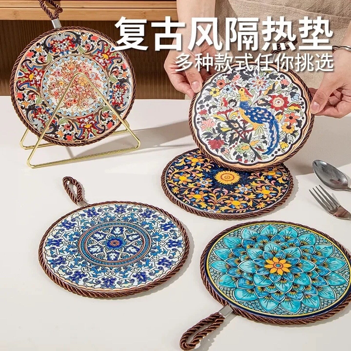 宫廷风吸水陶瓷茶杯垫咖啡杯桌面杯垫高级感复古轻奢功夫茶杯托碟