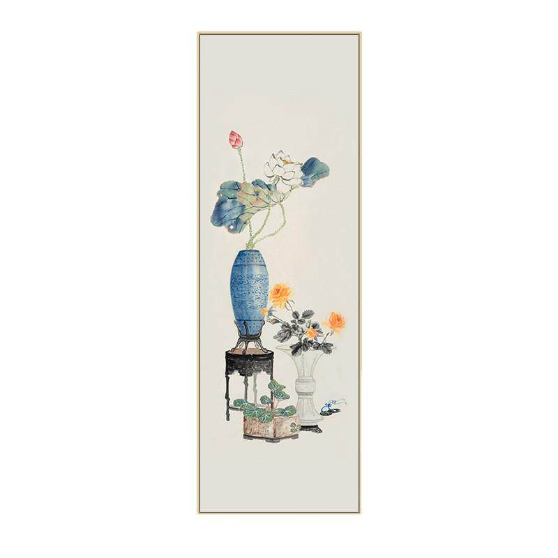 传统古风新中式玄关走廊装饰画竖版客厅挂画书房茶室艺术墙壁画