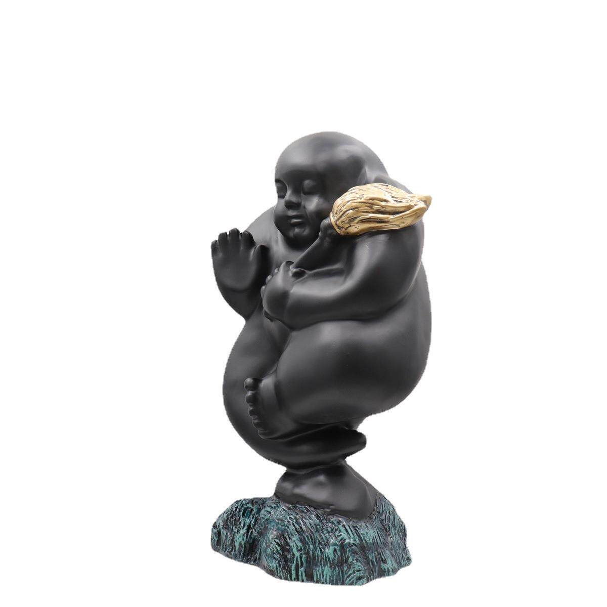 新中式人物雕塑禅意摆件茶室展厅招财可爱软装创意工艺装饰艺术品