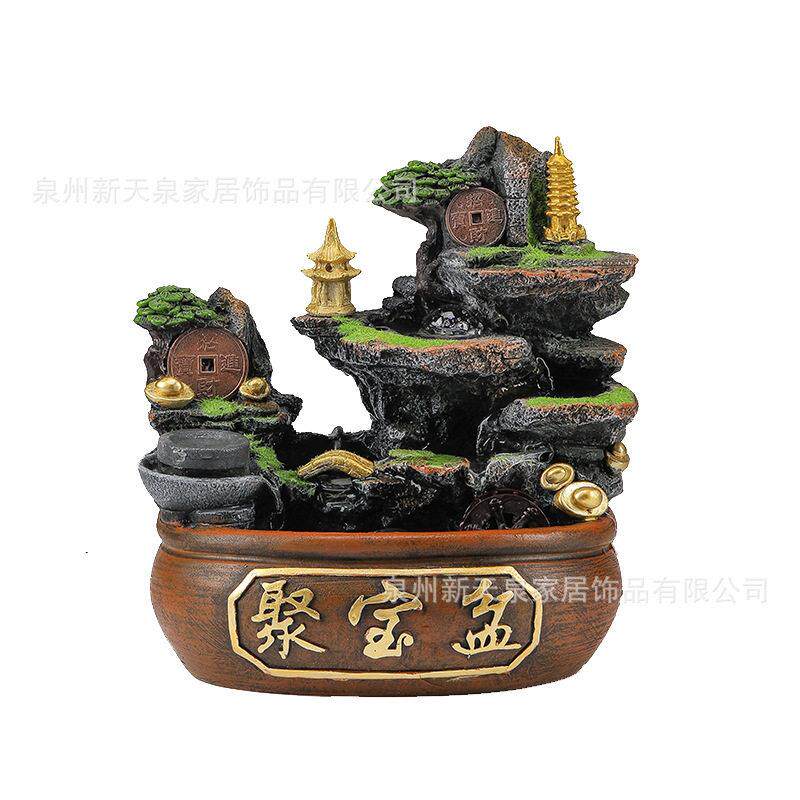 客厅桌面山水盆景自循环流水摆件店铺前台风水轮招财乔迁开业送礼