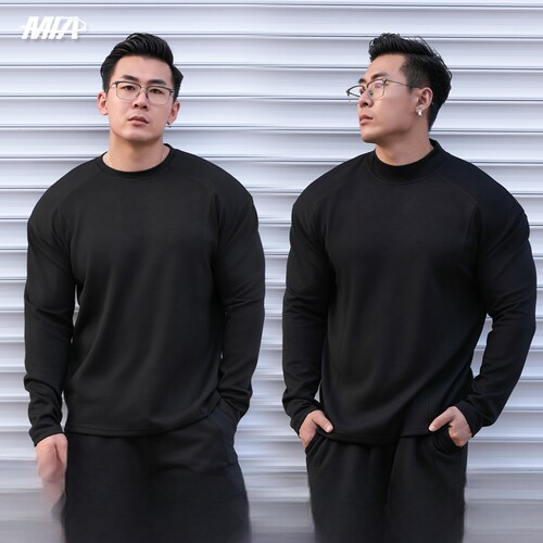 MPA PumpClub秋季美式重磅太空棉圆领半高领显型高弹运动休闲打底