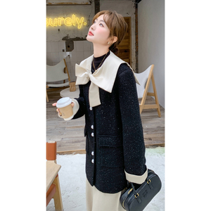 现货主推小香风新标90白鸭绒蝴蝶结羽绒服191-6395-P255-K378图片