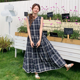 韩版时尚气质格纹背心连衣裙女2025夏季新款宽松俏皮淡人穿搭长裙，女装连衣裙，浙宝210（原浙宝191）