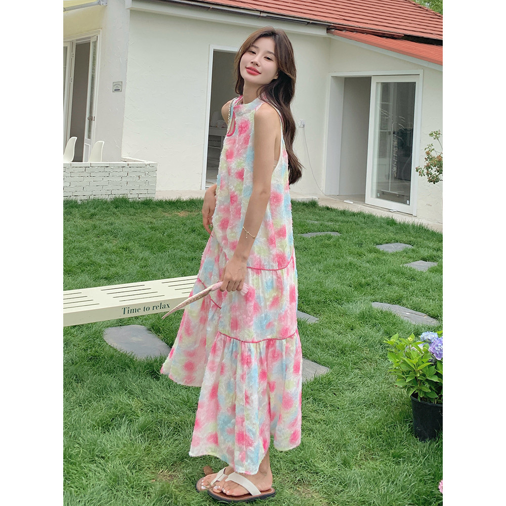 独特漂亮碎花无袖连衣裙女夏2025超好看甜美减龄背心鱼尾长裙及踝,女装连衣裙,浙宝210（原浙宝191）