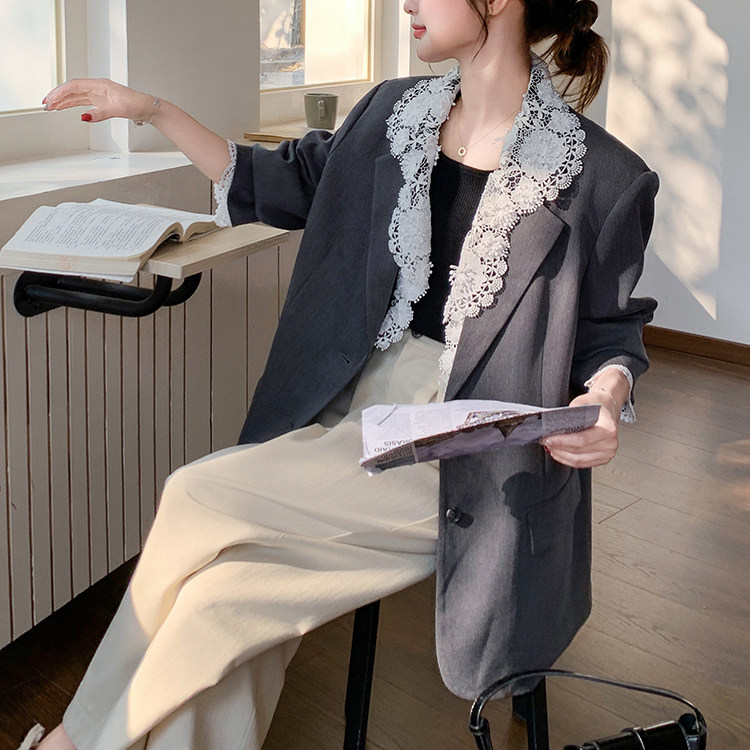 蕾丝领西装外套蕾丝领子可脱卸210-6505-P155-K228,女装西装,浙宝210（原浙宝191）