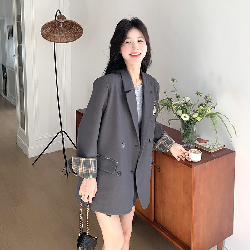 2025春季新款英伦学院风JK灰色小西装外套女百褶半身裙子,女装运动套装,浙宝210（原浙宝191）
