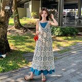 现货209-3233-P155-K228法式度假风连衣裙+高级感镂空勾花罩杉，女装连衣裙，浙宝210（原浙宝191）