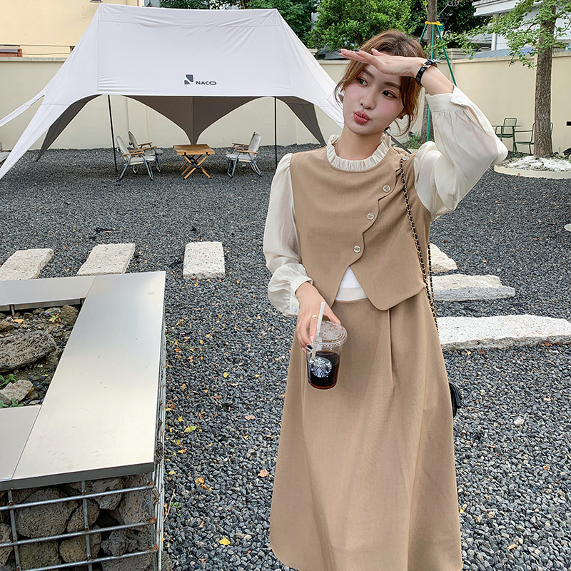 新品】秋季新款小香风套装ZB191假两件套连衣裙1156P125K188图片