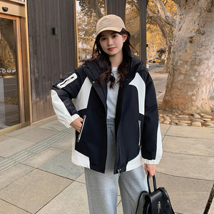 货白鸭绒内胆可脱卸羽绒派克服防风冲锋衣 B191-23267-P265-K398图片
