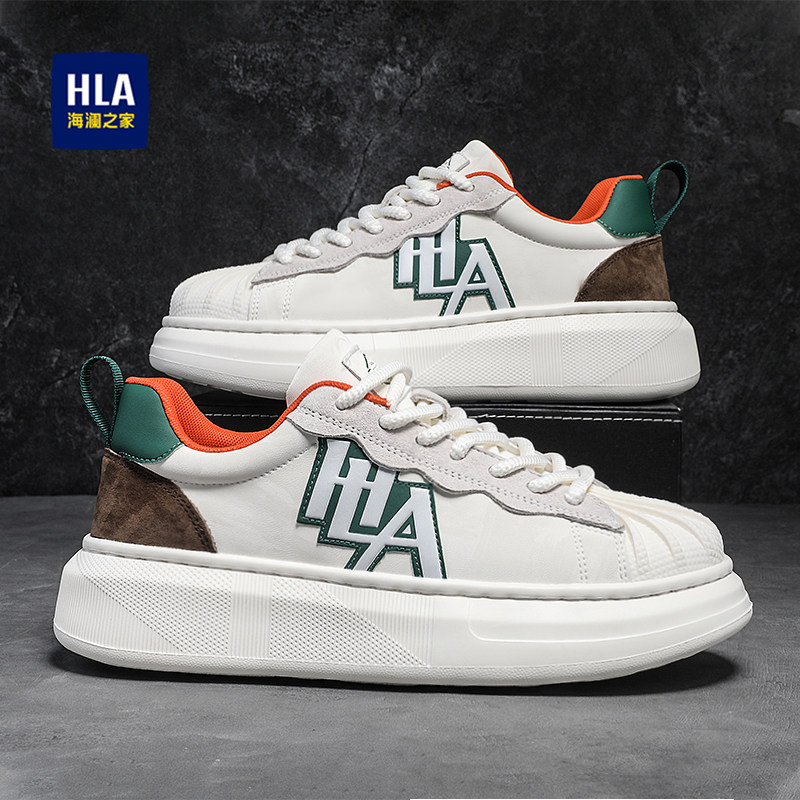 海澜之家男鞋2025新款冬季潮牌高级感贝壳头小白鞋厚底休闲板鞋子