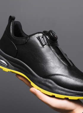 保罗柏妮丝2026新款男鞋秋冬旋转扣运动休闲皮鞋厚底户外徒步鞋