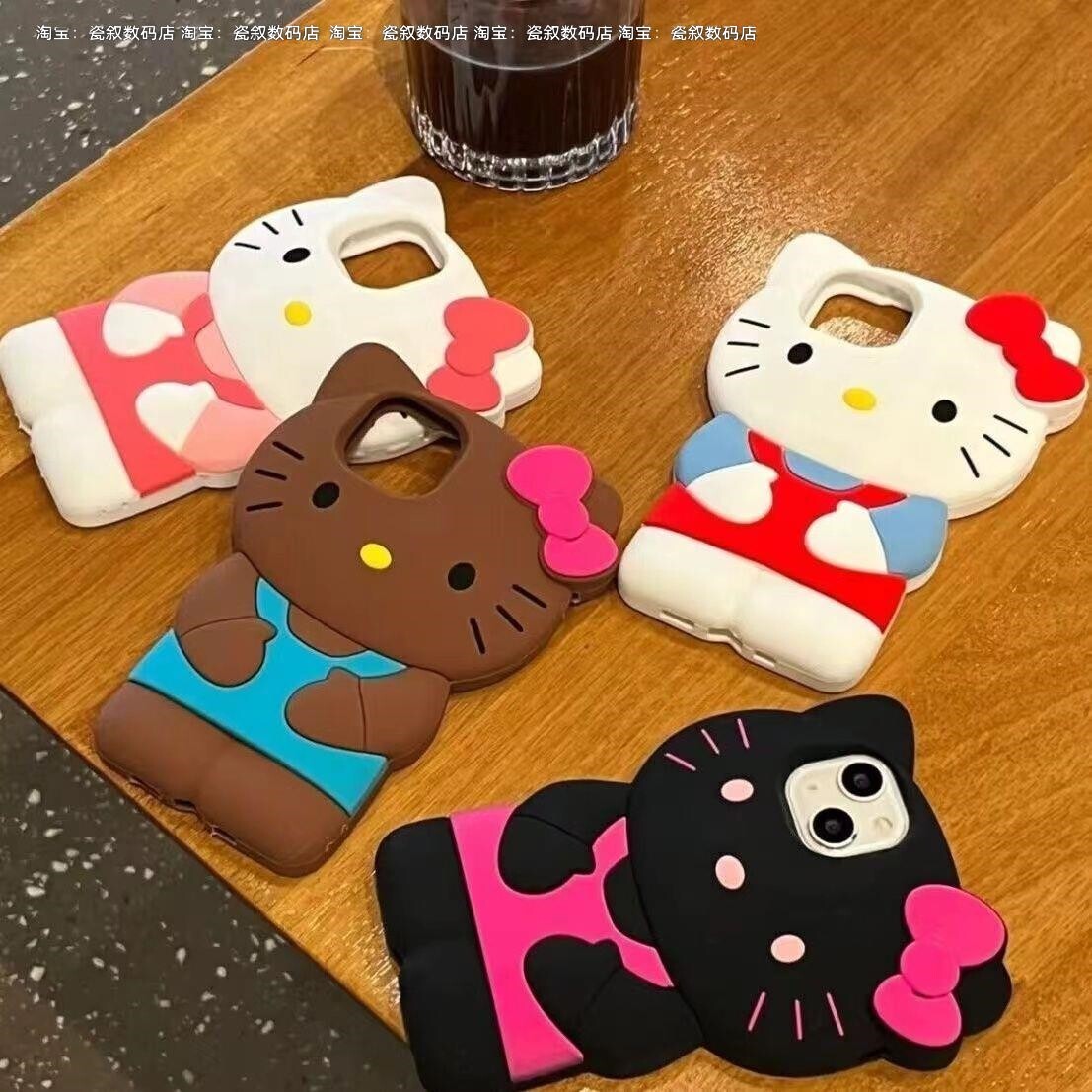 立体卡通KT猫苹果16/15/14手机壳iPhonexr/xs/6s78p女13/12硅胶11