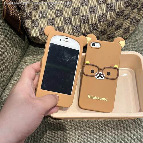 备用机学生手机壳苹果iPhone5s苹果5se手机壳眼镜轻松熊4s678全包