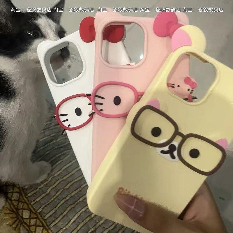 戴眼镜KT猫轻松熊苹果17/16手机壳iphone15/14/13软壳xr/6p4s/5代
