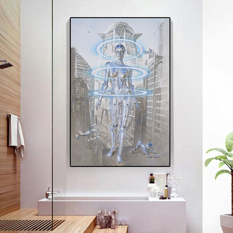 日本空山基潮流艺术装饰画情趣酒店性感机器人挂画酒吧卫生间壁画