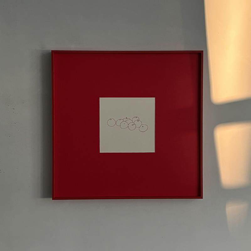 好看的红苹果装饰画覆古耶诞红极窄边框时髦红色现货发售推荐~