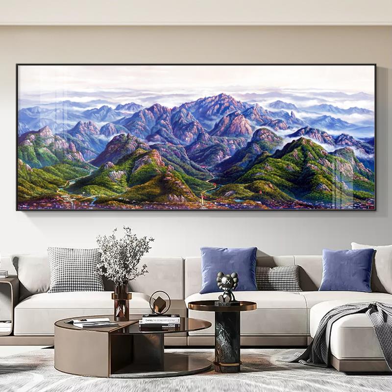 泰山画靠山图客厅大白墙装饰画有山无水沙发背景墙挂画办公室壁画