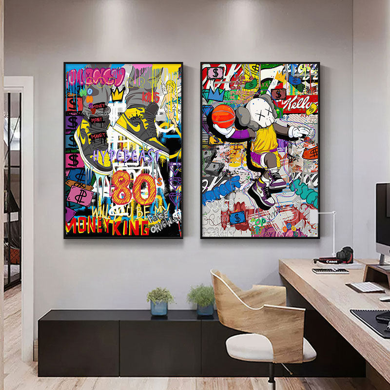 潮牌卡通涂鸦挂画创意球