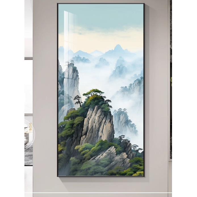 背有靠山玄关装饰画青山图有山无水走廊过道禅意水墨画中式山水画