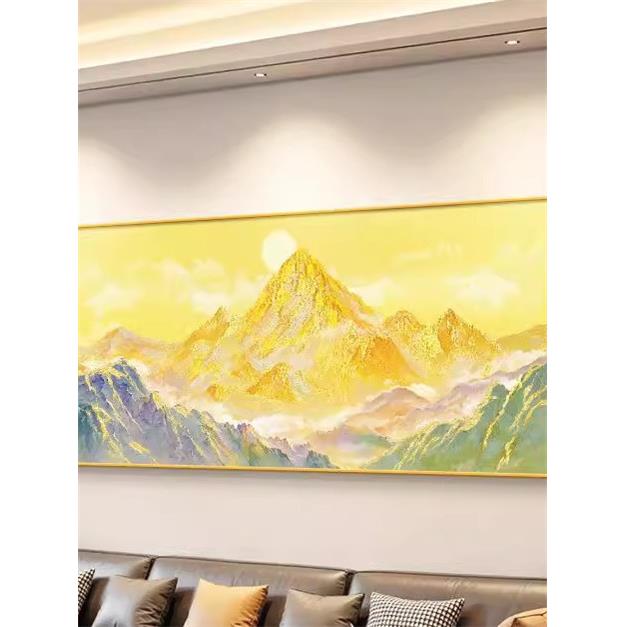 日照金山客厅装饰画有山无水靠山画新款办公室沙发背景墙挂画