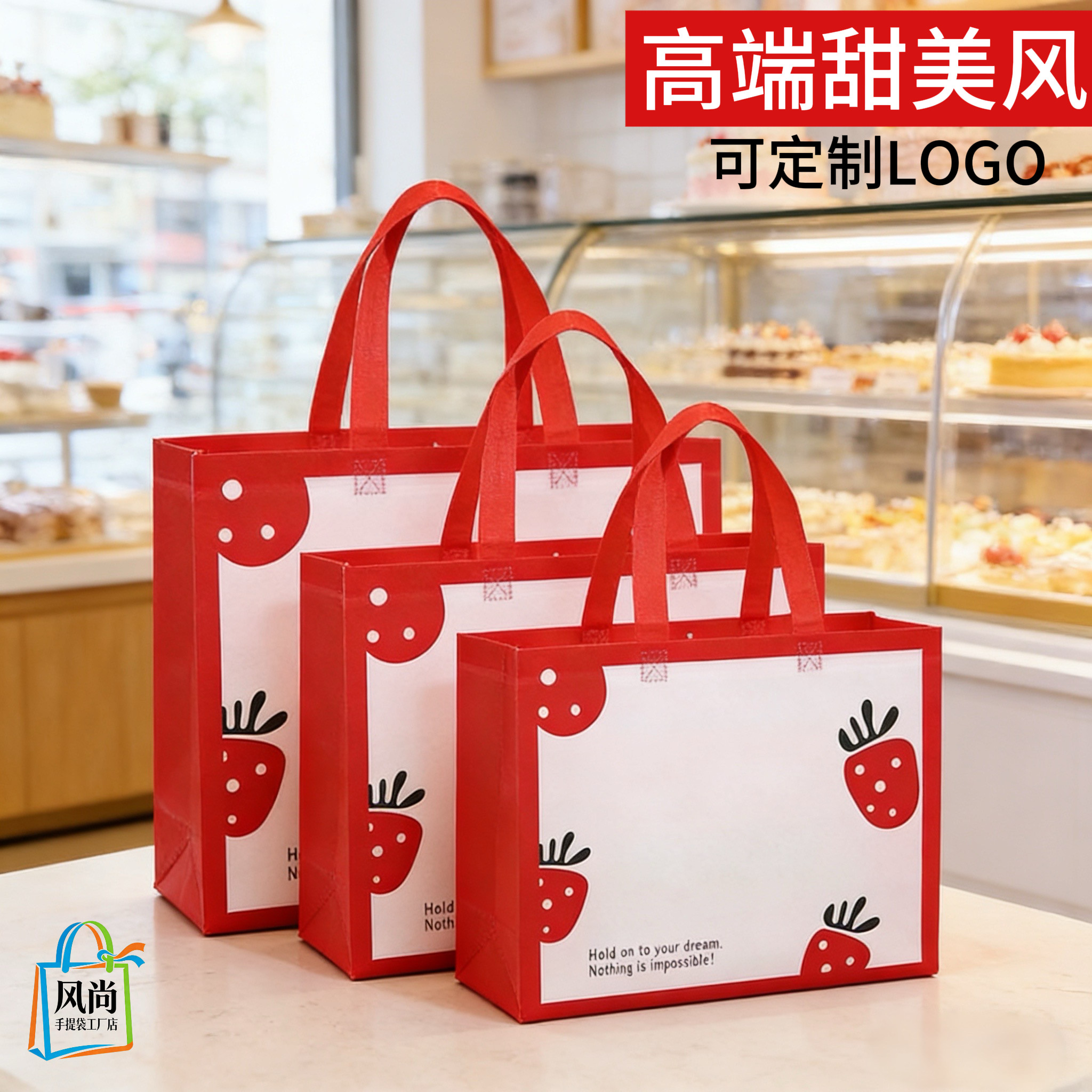 覆膜无纺布手提袋子高档精致包装袋礼品袋防水环保服装袋免费设计