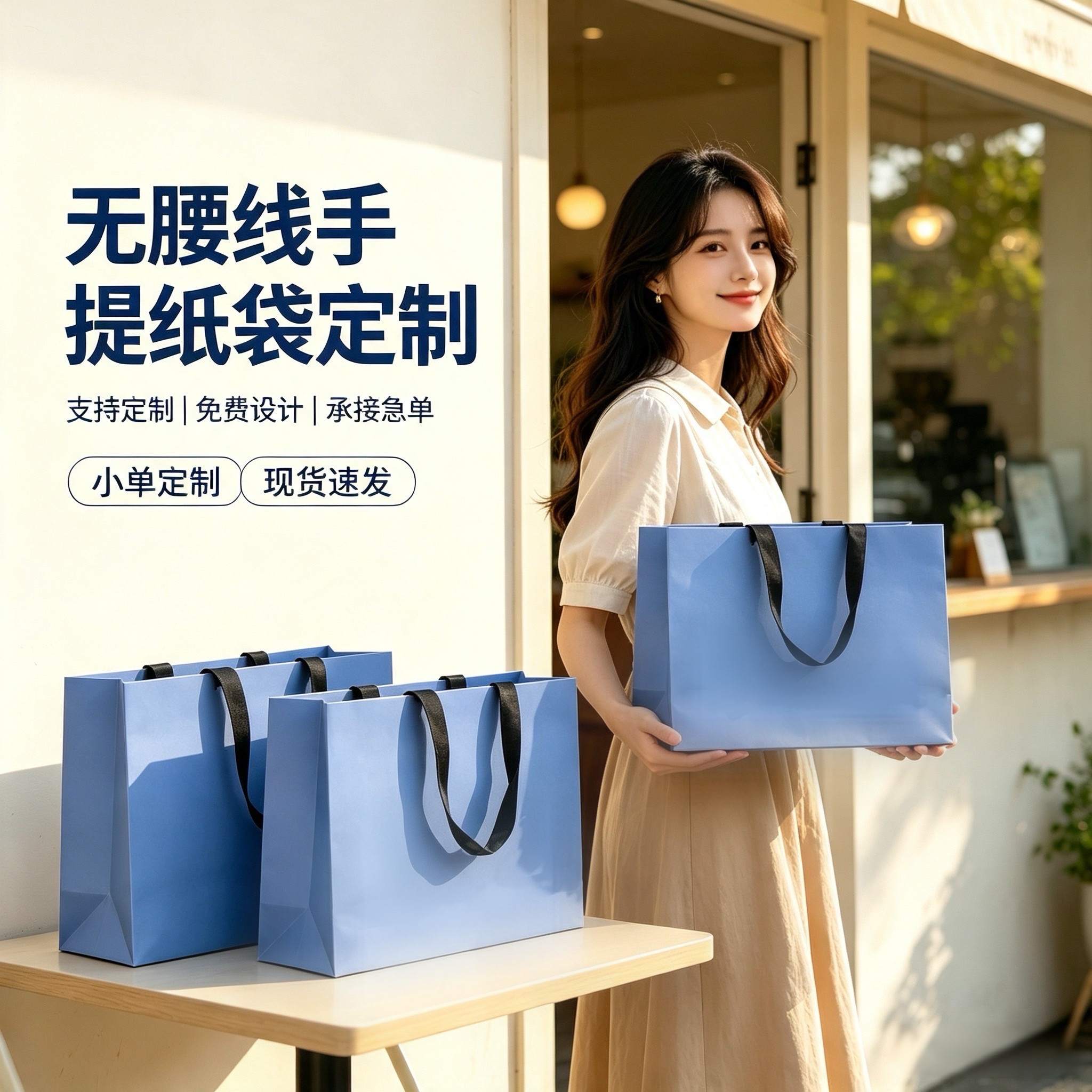 无腰线纸袋手提袋服装店购物袋女装纸袋包装袋眼镜店美容院定制袋
