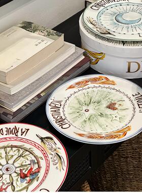 Texdream织梦法式塔罗素描花卉餐盘太阳盘骨瓷西餐餐具盘子套装