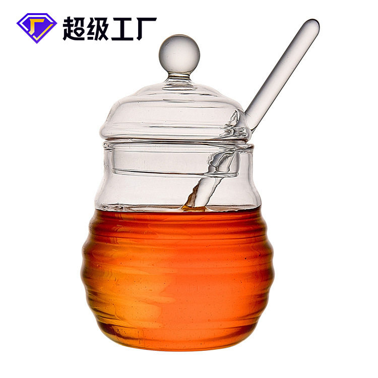 透明玻璃蜂蜜罐带盖配搅拌棒密封