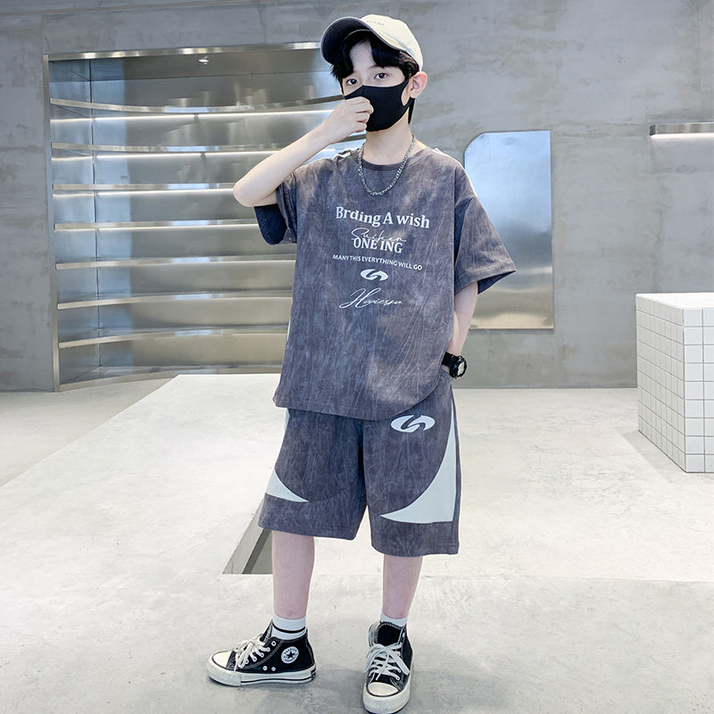 全棉纯棉男童夏季套装2026新款短袖薄款运动衣服中大儿童短裤夏装