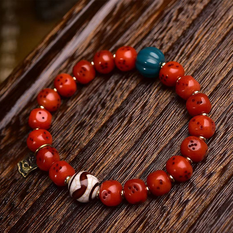 藏传骆驼骨手串单圈回流骨雕刻骰子方珠藏式男女款复古手链饰品