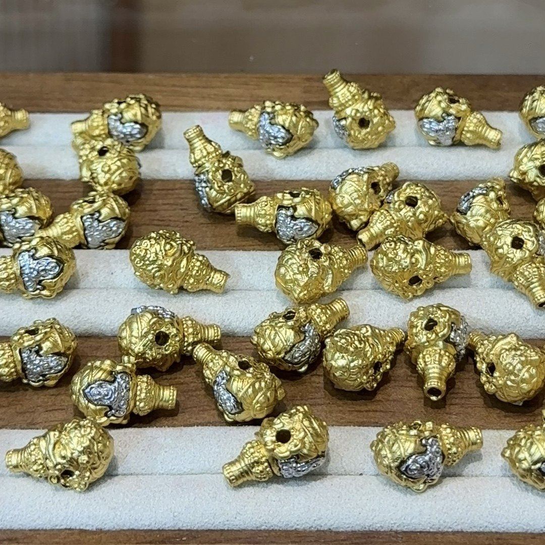 纯铜镶嵌无相佛醒狮三通配件手工DIY文玩手链项链隔珠饰品配饰