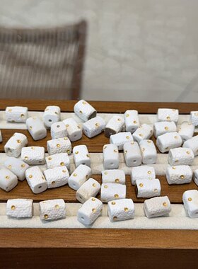 白玛瑙描金无相方块桶珠配件手工DIY文玩手链项链隔珠饰品配饰