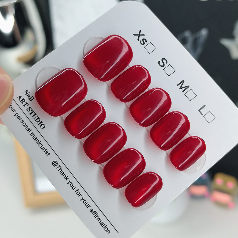 2026新年款轻奢显白红色纯手工穿戴甲片短款豆豆甲可拆卸美甲甲片,彩妆/香水/美妆工具,穿戴甲/甲片,淘宝优惠券,粉丝福利购,淘宝优惠卷