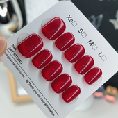 2026新年款 轻奢显白红色纯手工穿戴甲片短款 豆豆甲可拆卸美甲甲片