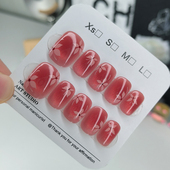 2026新款 冰粉花朵穿戴甲手工甲猫眼美甲贴片新年款 高级感指甲贴片