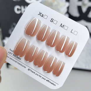 高级感穿戴美甲粉色光疗手工甲猫眼气质显白假指甲贴片可拆卸甲片