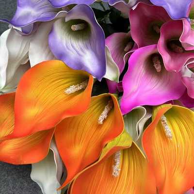 新款直销大把7头&5头EVA手感马蹄莲 跨境仿真花婚庆礼堂装饰引路