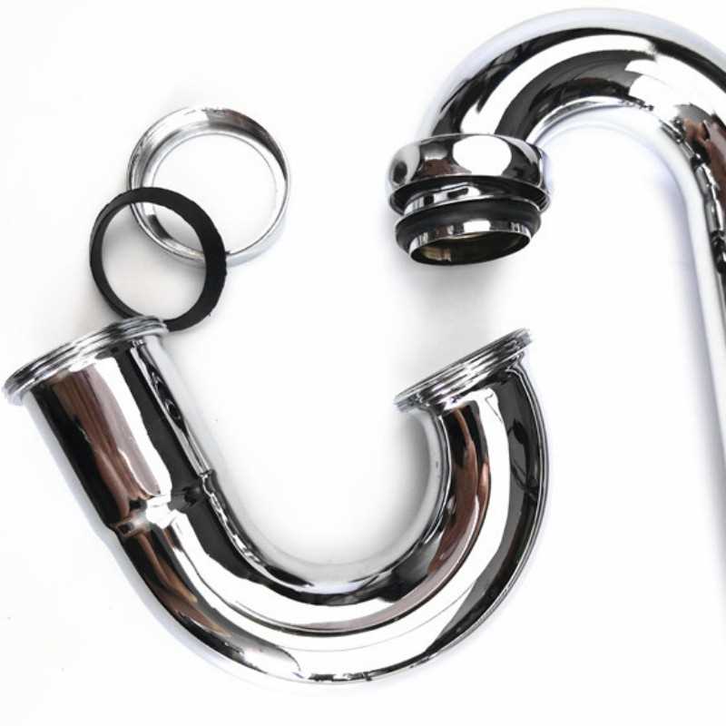 新款直销全铜带波纹S弯面盆下水管地排水直式防返味 防臭洗脸盆U