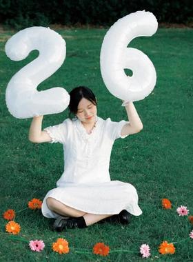 新款直销白色40寸32寸生日数字气球铝模求婚告白生日装饰布置拍照