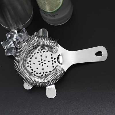 新款直销不锈钢欧式霍桑调酒滤冰器304隔冰器过滤隔冰滤酒漏勺 梅