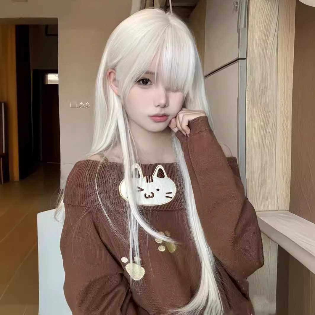 新款直销程铭假发女奶金色圆脸自然蓬松学生甜美网红夏季长直发全