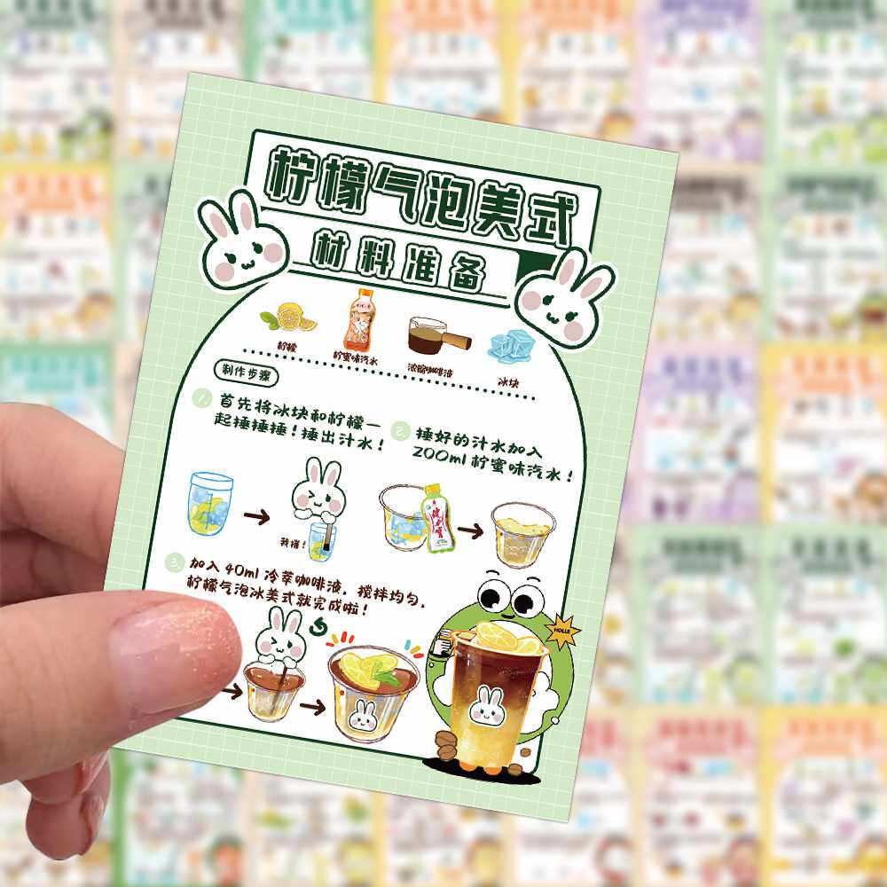 新款直销40张手绘小食品涂鸦贴纸可爱呆萌装饰笔记本文具手账diy