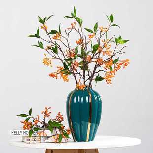 新款直销仿真小浆果秋实果实红果树枝客厅摆件田园风瓶花假花装饰