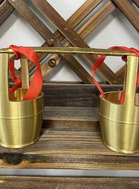 新款直销一桶金摆件纯黄铜一桶江山小水桶招财金扁担办公室桌面客